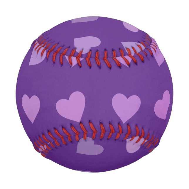 PURPLE PASTEL COLORED HEARTS  BASEBALL (Front)