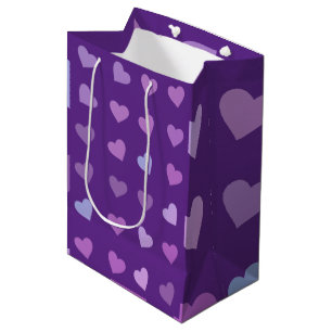 PURPLE PASTEL COLORED HEARTS MEDIUM GIFT BAG