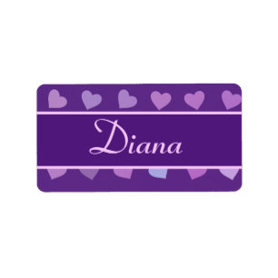 PURPLE PASTEL COLORED HEARTS PERSONALIZED LABEL
