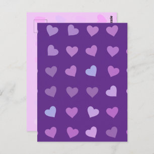 PURPLE PASTEL COLORED HEARTS POSTCARD