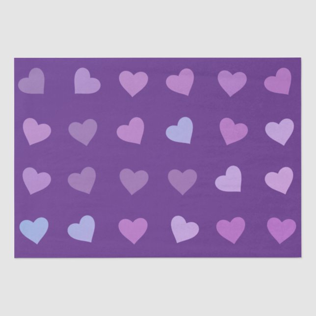 PURPLE PASTEL COLORED HEARTS   TISSUE PAPER (Front)