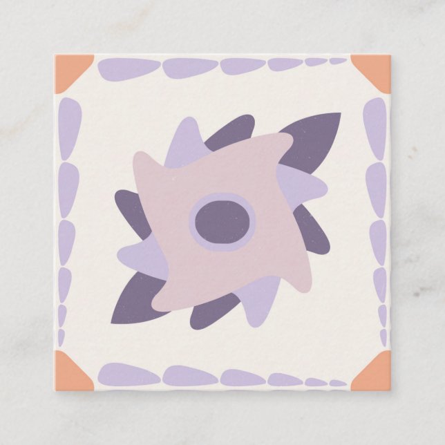 Purple pastel Decorative colourful tile  Discount Card (Front)