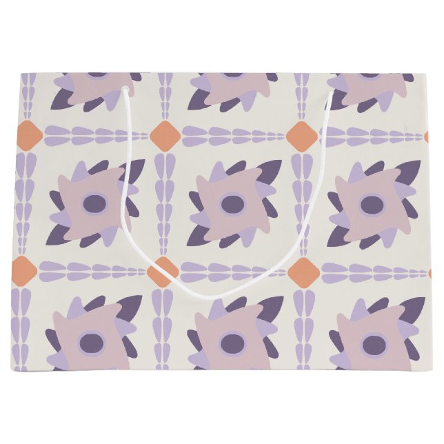 Purple pastel Decorative colourful tile  Large Gift Bag (Front)