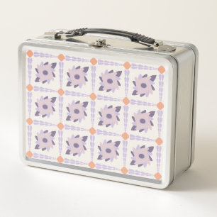 Purple pastel Decorative colourful tile Metal Lunch Box