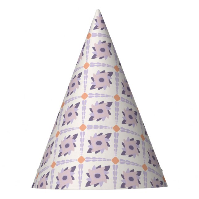 Purple pastel Decorative colourful tile  Party Hat (Front)