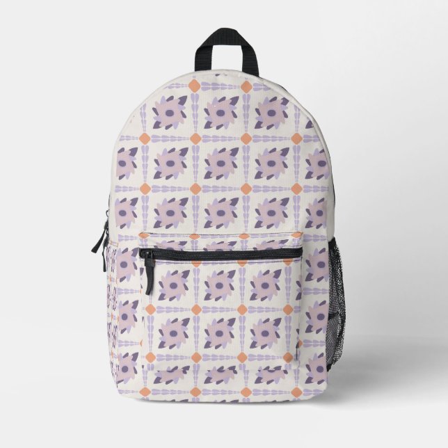 Purple pastel Decorative colourful tile  Printed Backpack (Front)