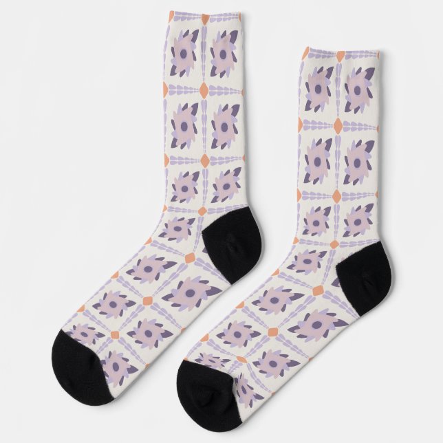 Purple pastel Decorative colourful tile  Socks (Left)