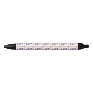 Purple Pastel Decorative Tile Pattern Black Ink Pen