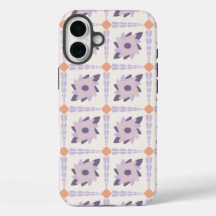 Purple Pastel Decorative Tile Pattern iPhone 16 Plus Case