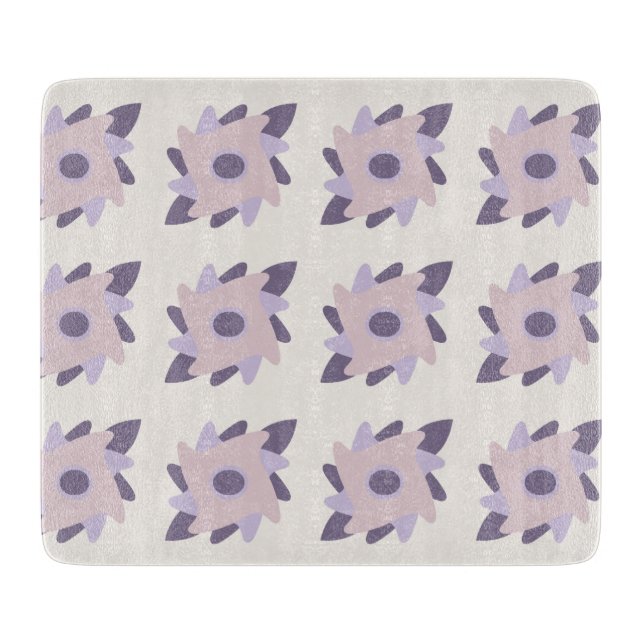 Purple Pastel Decorative Tile Pattern Cutting Board (Front)
