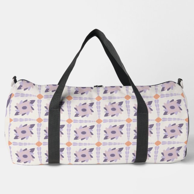 Purple Pastel Decorative Tile Pattern Duffle Bag (Front)