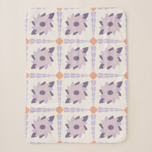 Purple Pastel Decorative Tile Pattern Sherpa Blanket