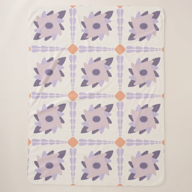 Purple Pastel Decorative Tile Pattern Sherpa Blanket (Front)