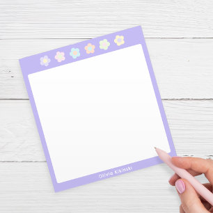 Purple Pastel Flower Personalised Notepad