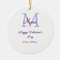 Purple pastel happy Valentine's day pink monogram
