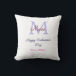 Purple pastel happy Valentine's day pink monogram  Cushion<br><div class="desc">beautiful design</div>