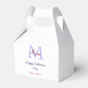 Purple pastel happy Valentine's day pink monogram  Favour Box
