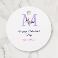 Purple pastel happy Valentine's day pink monogram
