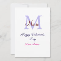 Purple pastel happy Valentine's day pink monogram 