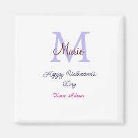 Purple pastel happy Valentine's day pink monogram 
