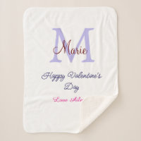 Purple pastel happy Valentine's day pink monogram