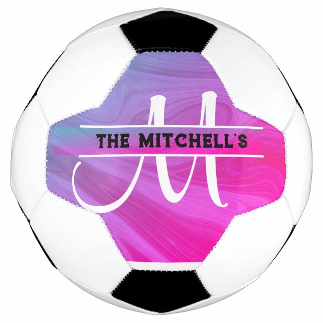 Purple Pastel Holographic Custom Monogram Name  Football (Front)