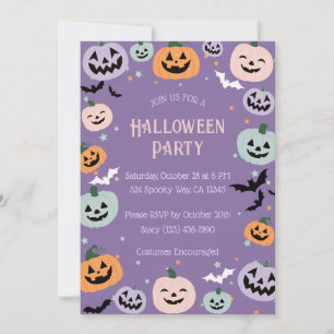Purple Pastel Pumpkin Halloween Invitation