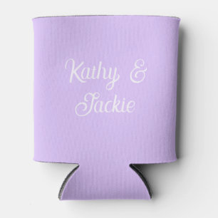 Purple pastel retro couple wedding name stylish na can cooler