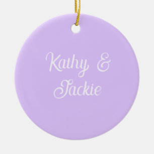 Purple pastel retro couple wedding name stylish na ceramic tree decoration