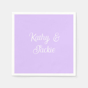 Purple pastel retro couple wedding name stylish na napkin