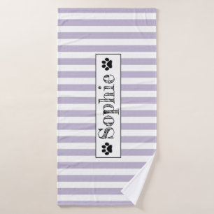purple Pastel Stripes Personalised Dog Cat Pet  Bath Towel