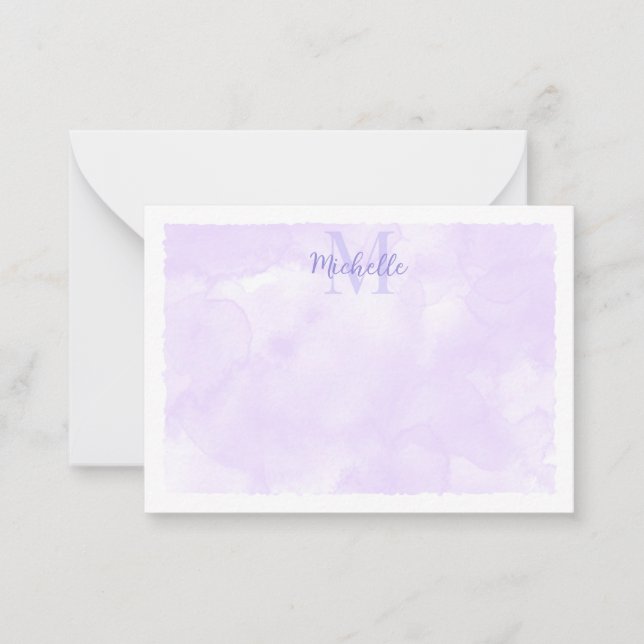 Purple Pastel Watercolor All Occasion Monogram Card (Front)