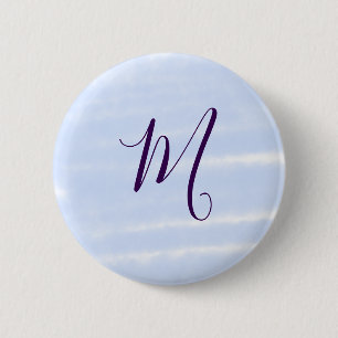 Purple pastel watercolor monogram name letterretro 6 cm round badge