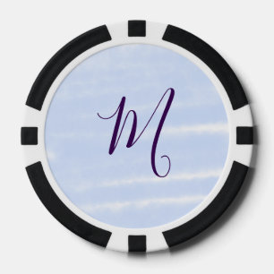 Purple pastel watercolor monogram name letterretro poker chips