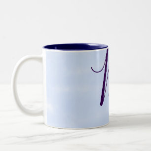 Purple pastel watercolor monogram name letterretro Two-Tone coffee mug