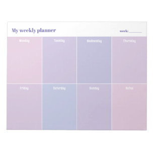 Purple pastels Custom Weekly Planner Notepad