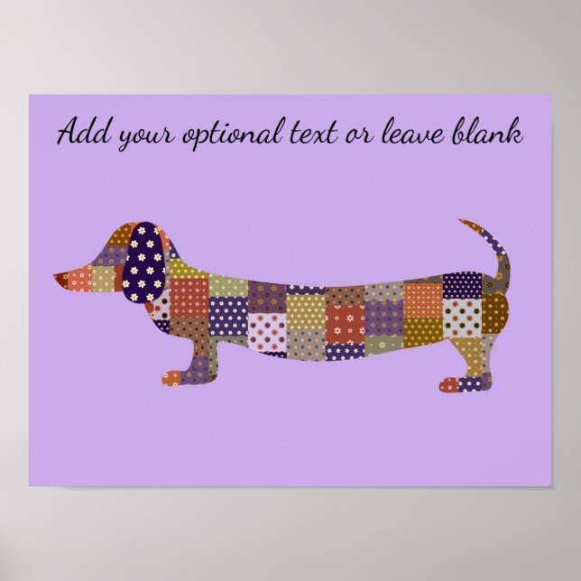 Purple Patchwork Dachshund Wall Art (Front)
