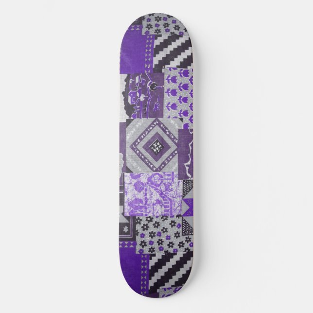 Purple Patchwork Skateboard Deck (Front)