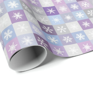 Purple Patchwork Snowflakes Pattern Wrapping Paper