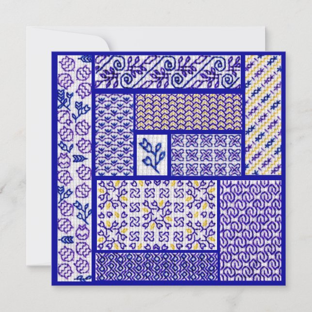 Purple Patchwork square card (Front)