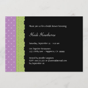 Purple Pattern and Lime Green Lace Bridal Shower Invitation