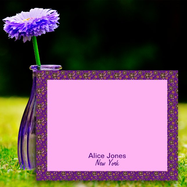 Purple  pattern brown natural flower   notepad (Creator Uploaded)