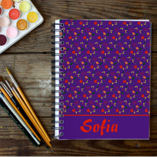 Purple pattern floral poppy wildflowers planner