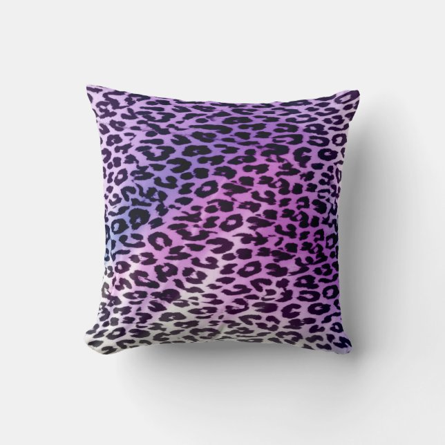 Purple pattern leopard fur abstract cushion (Front)