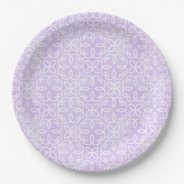 Purple Pattern Paper Plate (Front)