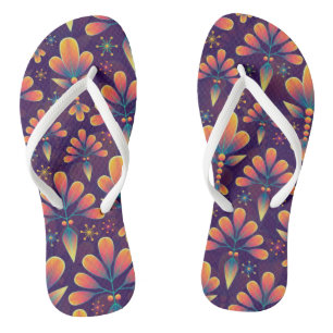Purple patterned flip sandals