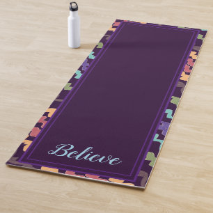 Purple Patterned Reversible Print Yoga Mat