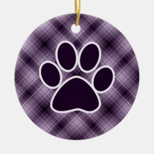 Purple Paw Print Ceramic Tree Decoration