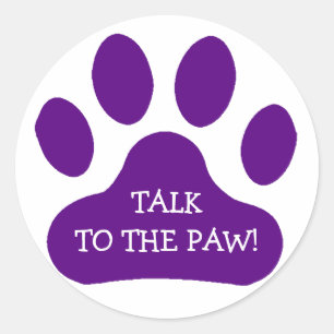 Purple Paw Print Classic Round Sticker