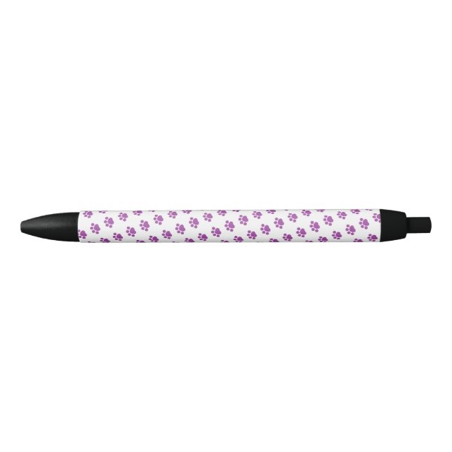 Purple Paw Print Pattern Black Ink Pen (Front)